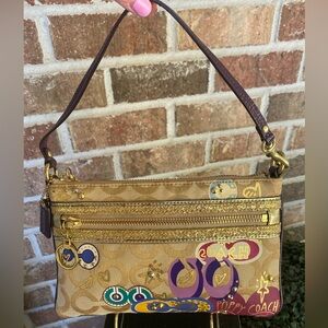 Coach Poppy HTF Signature Graffiti Glam Wristlet Clutch
